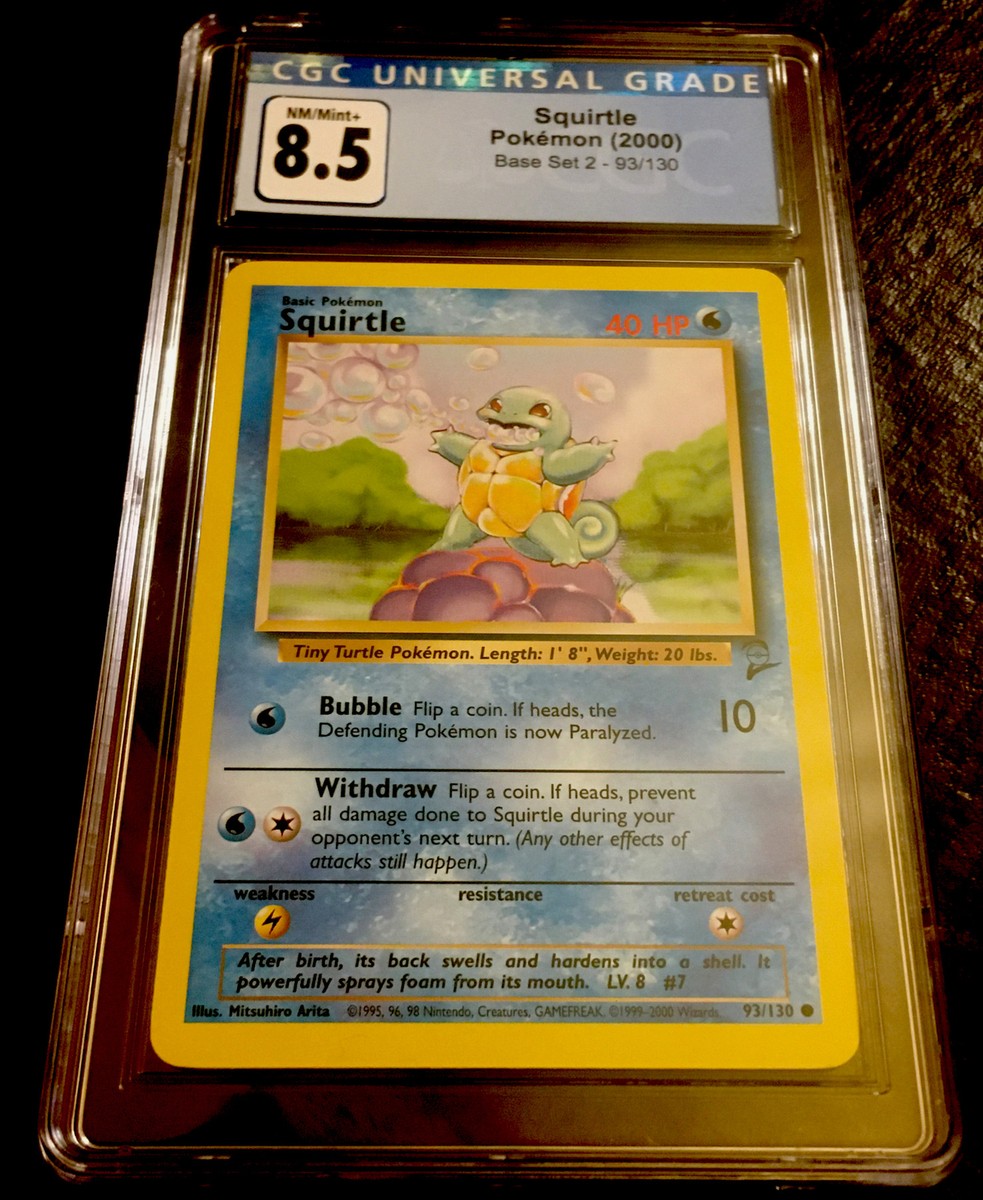 2000 POKEMON BASE SET 2 SQUIRTLE #93 CGC 8.5 NM/MINT+ FRESHLY