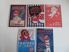 CHIEF WAHOO, CLEVELAND INDIANS "VINTAGE" LOT OF 5 MAGNETS, PRESS , SCORE BOOKS++