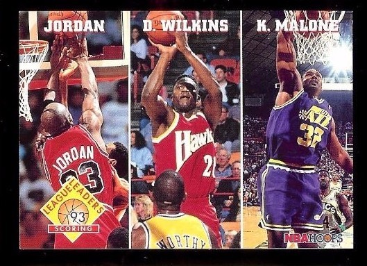 MICHAEL JORDAN / WILKINS / MALONE 1993-94 NBA HOOPS LL  #283   (I)