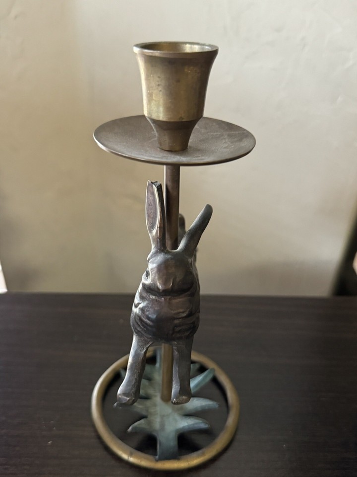 Brass Rabbit Candle Holder 7 Inches Tall. Very Cute eBay