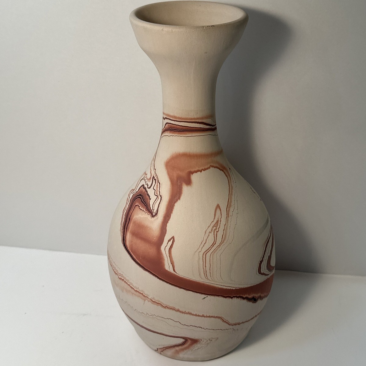 Vintage Nemadji Art Pottery Vase 12.5 inch Indian Pottery Made in
