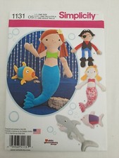 Simplicity 1131 Abby Glassenberg Fleece Stuffed Mermaid ~ Pirate ~ Shark ~ Fish