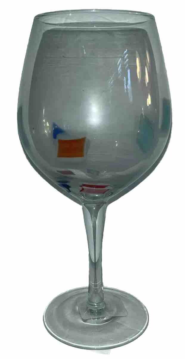 Pier 1 Art Glass Souffl A La Bouche Mouth Blown Wine Glass Stemware Goblet  23.5