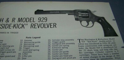 HISTORY- H & R MODEL 929 SIDE-KICK REVOLVER..HISTORY/EXPLODED VIEW