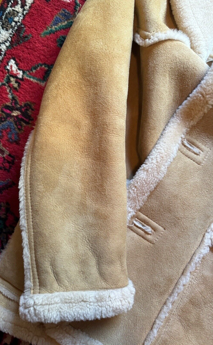 Sawyer of Napa Saks Fifth Avenue Shearling Coat 38 Mens Sheepskin