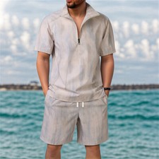 Mens Tracksuit 2-Piece Set Short Sleeve T Shirt Shorts Sweatsuit Outfit Set