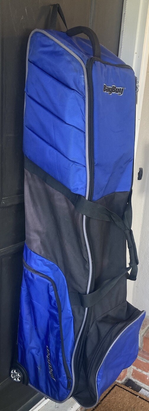 Boy Golf T-2000 Rolling Travel Bag Padded Cover Pivot Grip Black/royal Blue