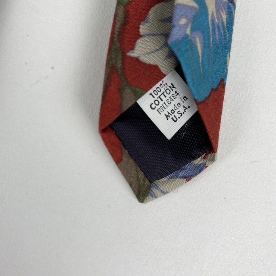 Corbata Floral De Colección American Eagle Outfitters 100% Algodón 54" Flor Rojo Azul Foto 4 de 4