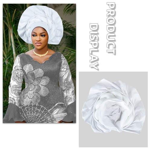 African Women Hijab Cap Aso Oke Headtie Auto Gele Nigerian Headwear Turban Hat - Picture 15 of 24