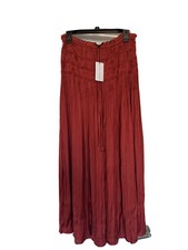 Chelsea  Theodore Cinnamon Pleated Satin Maxi Skirt Size Extra Small