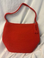 Vintage Red Woven Handbag 11  x9  Zip Closure