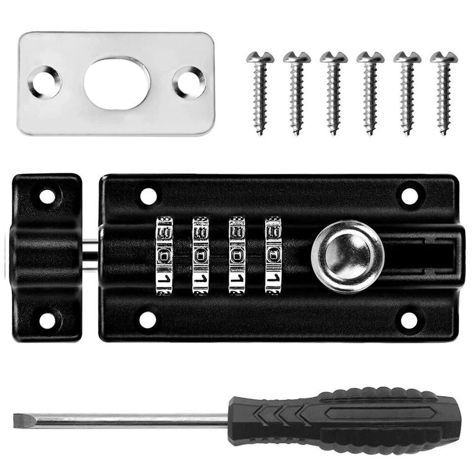 Combination Bolt Lock 4 Digit Pin Code Door Combination Slide Latch Lock UK - Image 3 of 4