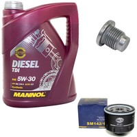 MotoröL 5W30 5Liter ÖLfilter SM142/1 + ÖLablassschraube FüR Renault Clio Kangoo