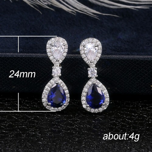 Pendientes cúbicos de circón con gota de agua de lujo para mujer - Imagen 6 de 6