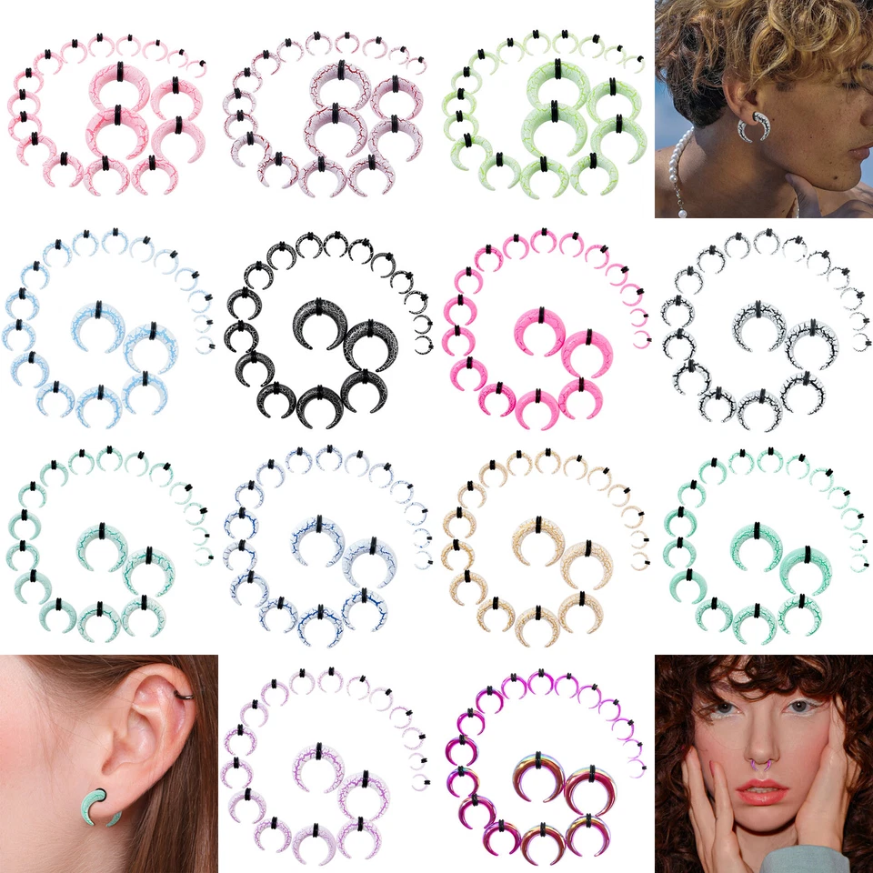 18Pcs 14G-00G Septum Pincher Tapers Buffalo Ear Gauges Kit Stretching for Nose - Image 2 of 4