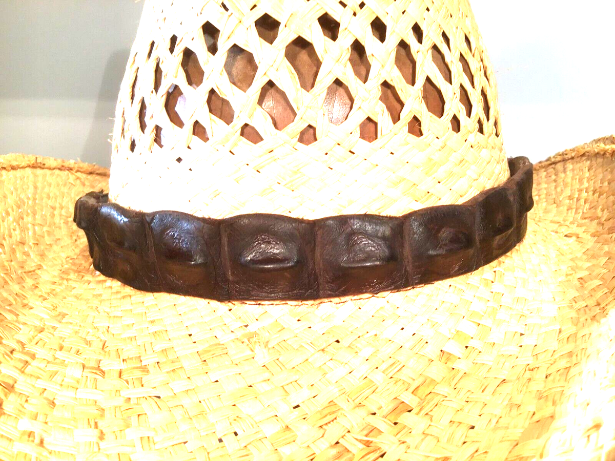 Leather Band Only - Cream & Bronze Gator Embossed Hat Band 0035FD13-633A-46DC-BD24-  main image 3