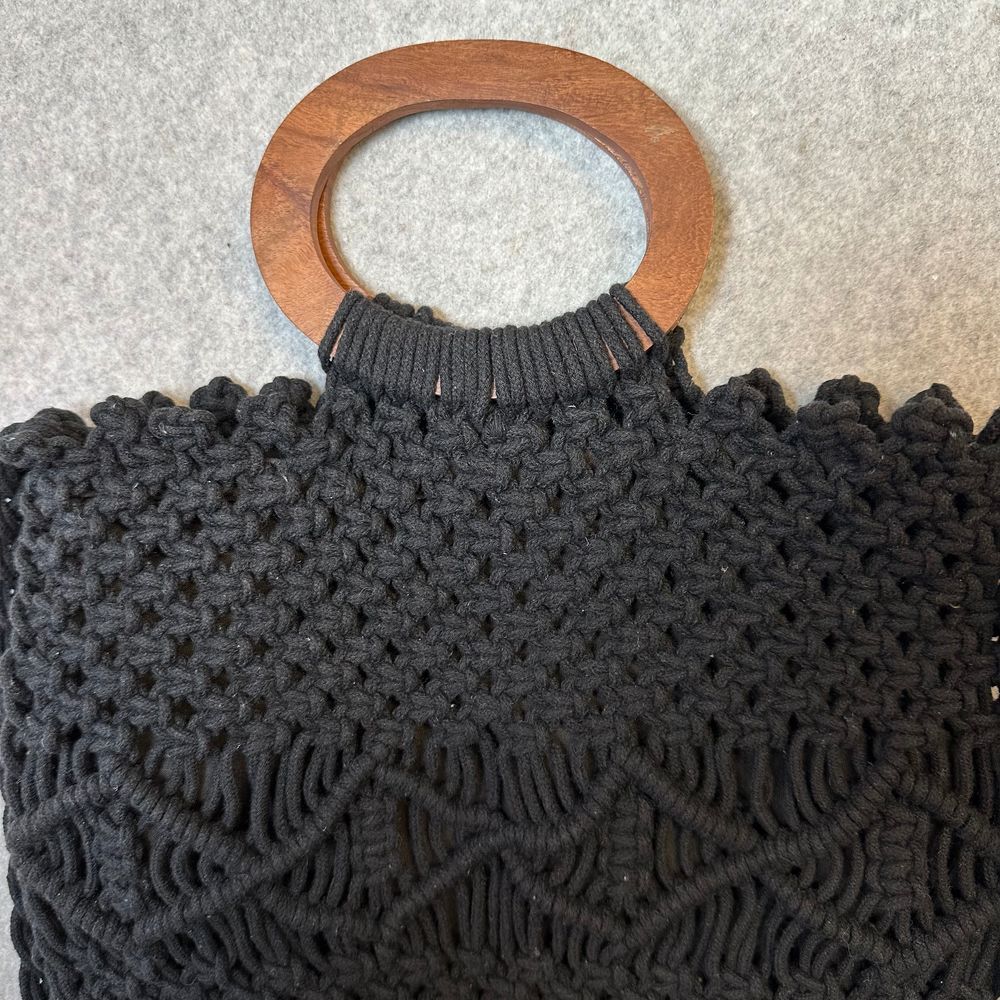 Danielle Nicole Boho Hippie Black Macrame Wooden … - image 4