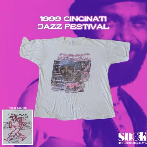 90s Cincinnati Jazz Fest Concert Double Sided F 1990s vintage concert t-shirt, vintage, single stitch, B+ condition