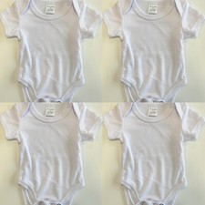 Baby Grows Plain White Short Sleeved 0-3 Months Pack of 4