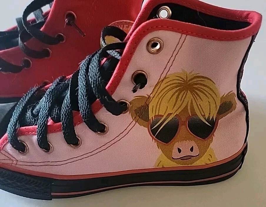 Scarpe sneakers Chuck Taylor's Heifer Cow nero rosso rosa Converse giovani donna