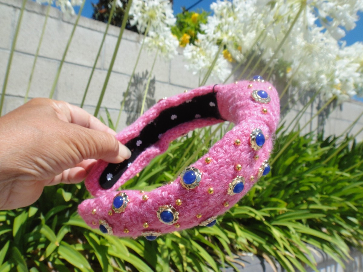 Lele Sadoughi DAHLIA Eva Cabochon Knotted Headband Pink 
