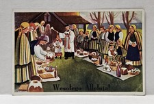 Wesolego Alleluja Polish People Happy Easter Art Poland Vintage Postcard