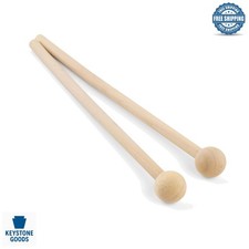 8-Inch Wooden Percussion Mallets with Rubber Heads   2 Pack for Xylophone, Gl...