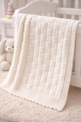 Strickanleitung Only Easy Basket Weave Babydecke für Kinderwagen, Moseskörbe