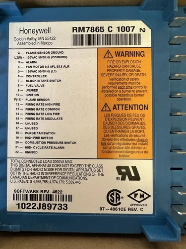 Honeywell RM7865C1007 Burner Control New Old Stock