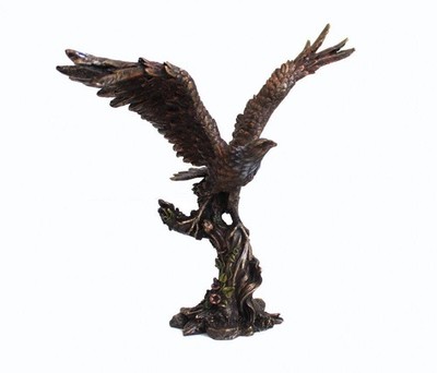 Golden Eagle Statue Bronze Finish Resin 20cm Handcrafted Made in Italy