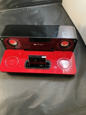 Sharp DK-AP7NRU i-Elegance iPod Speaker Dock System Red Black w/ Box Tested