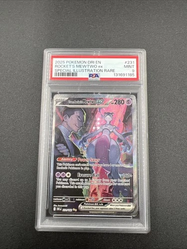 Pokemon 2025 Team Rocket's Mewtwo ex 231/182 SIR Destined Rivals PSA 9