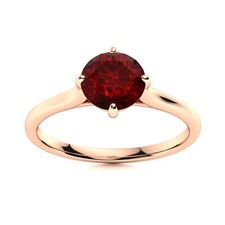 Round Garnet Gemstone 925 Sterling Silver Solitaire Wife Statement Ring