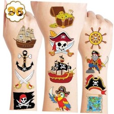 120 PCS Pre-Cut Pirate Ship Temporary Tattoos for A. Multiple - Pirate Tattoos