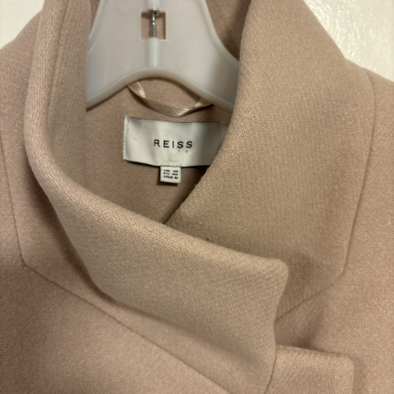 Women’s Reiss Mabel Single Breasted wool coat - Soft Pink - Size 8 image 2