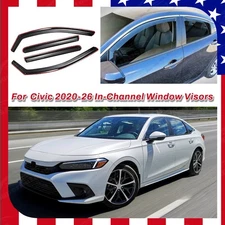For Honda Civic 2020-2026 In-Channel Window Visor Vent Rain Sun Shade Deflectors