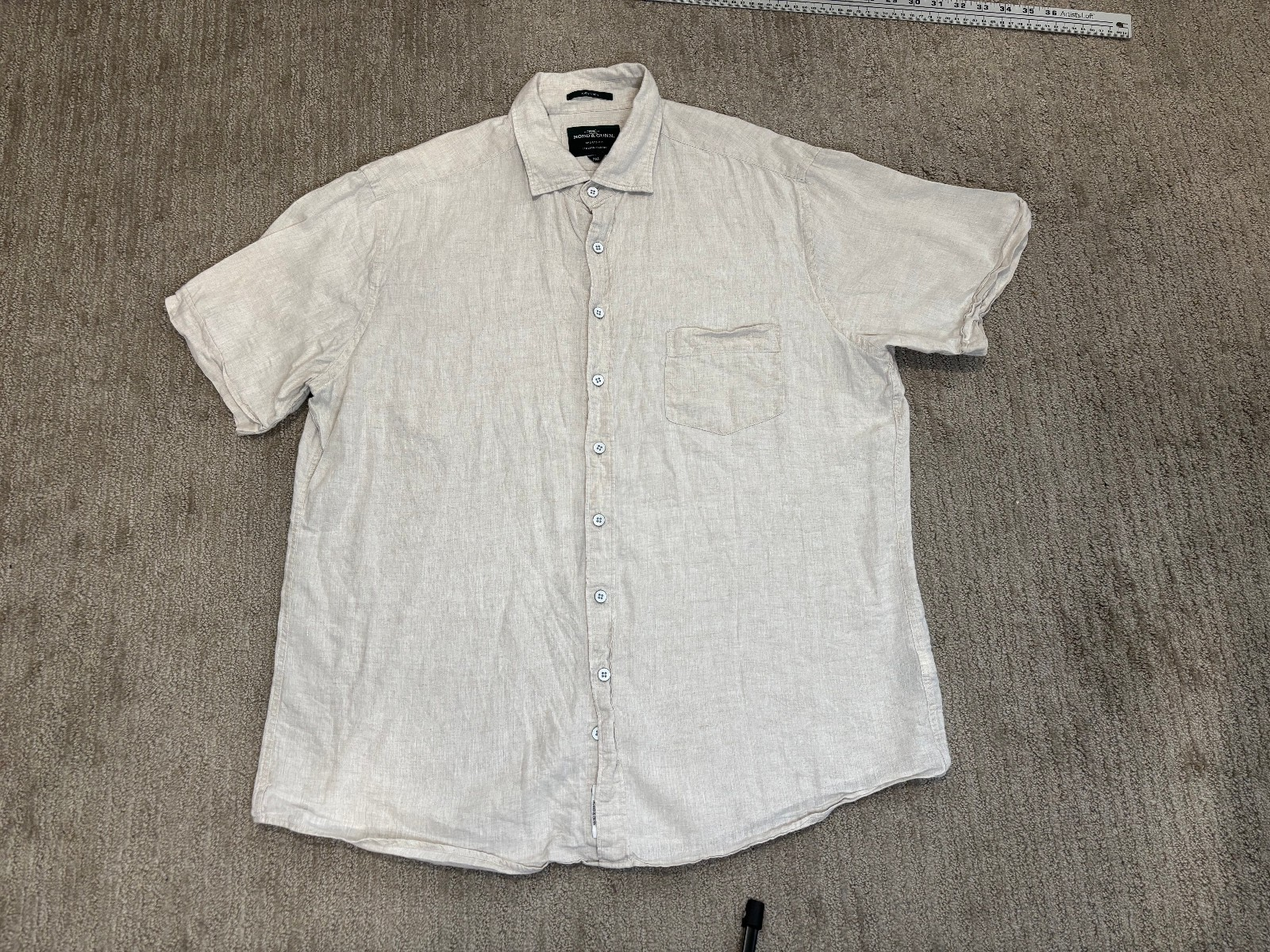 Rodd and Gunn Shirt Mens XXL 2XL Sports Fit Linen Short Sleeve Button Up Cream