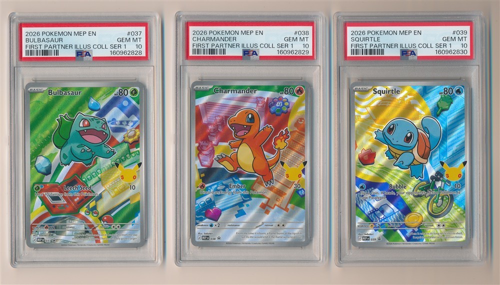PSA 10 SEQUENTIAL POKEMON FIRST PARTNER ILLUSTRATION COLLECTION SERIES 1 KANTO