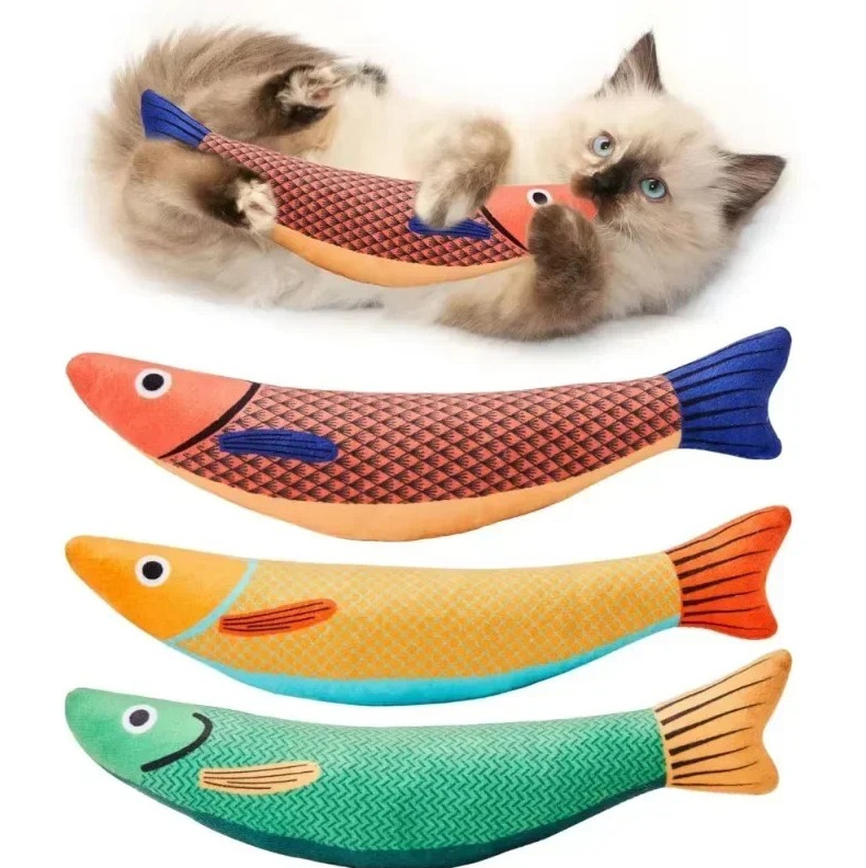 1 Pc Cat Kicker Fish Plush Toy Crinkle Sound Catnip Interactive Kitten Toy