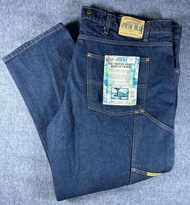 Prison Blues Double Knee Jeans 52x32 Blue Rinsed Baggy Wide Leg Made In USA New