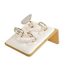 Beige Ring Display for Selling, Jewelry Ring Organizer-Velvet Metal Cream