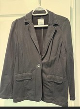 Old Navy Womens Black Solid One-Button Notch Lapel Blazer Jacket Size M