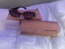 Miu Miu Cat Eye Sunglasses Tortoise Shell Plastic Frame Brown Tinted Lens
