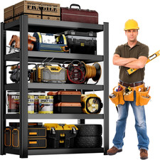Metal Storage Shelves, 5-Tier Garage Shelving Unit, Heavy Duty Adjustable Metal