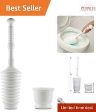 Heavy Duty Bathroom Toilet Plunger Kit with Bucket Air Release Valve White
