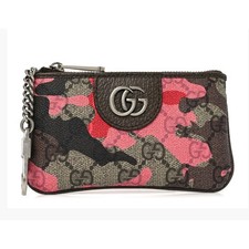 Gucci GG Supreme Pink Red Camo Key Case Key Pouch Double G NWT Full Set