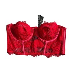 Victoria's Secret Bustier Top VS Archives Red Lace Strapless 34B NWT