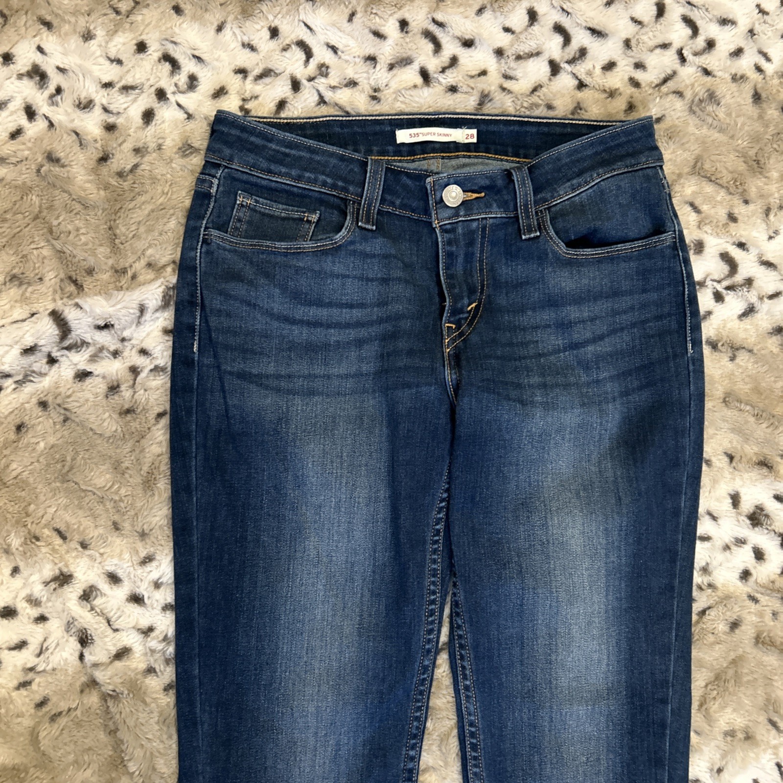 Levi's 535 Women's Super Skinny Stretch Blue Denim Jeans, Size 28 thumbnail 3