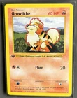 Growlithe 1st Edition Shadowless Base Set 028/102 Uncommon 60 HP Pokémon Card