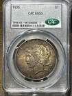 1935 P Peace Dollar CACG AU55 Amazing Original Toning Dual Sided Wow Coin CAC!